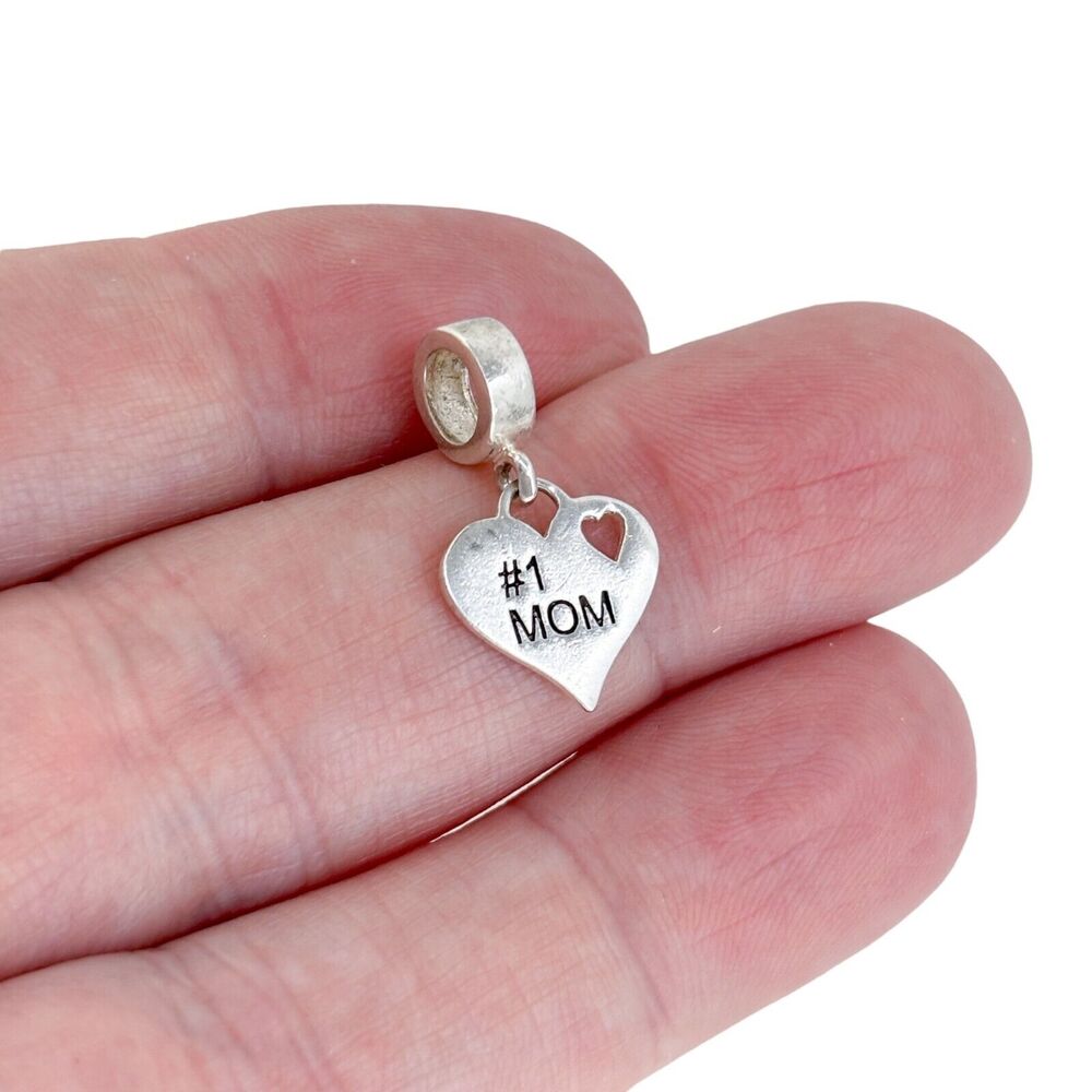 Estate Thai IBB Sterling Silver 925 #1 Mom Heart Charm Pendant
